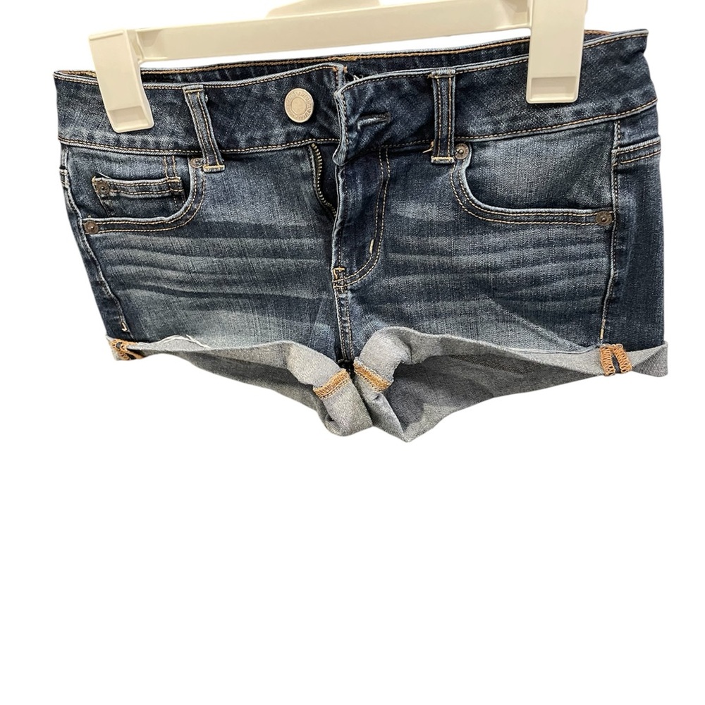 American Eagle Outfitters Blue Jean Shorts Distressed Cut-Off Style